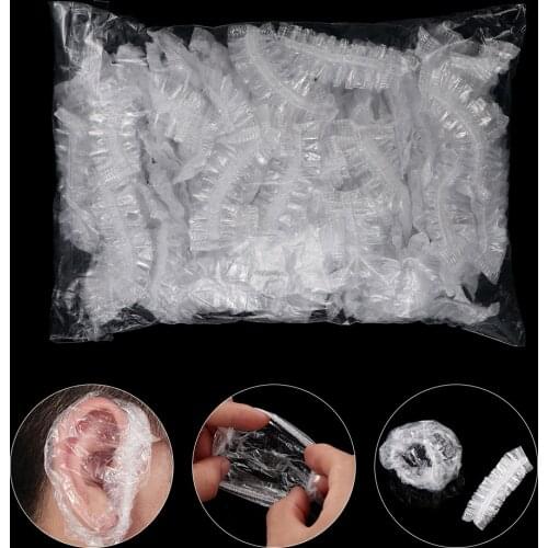 50/100 Pcs Waterproof Earmuffs One-off Bath Shower Salon Ear Protector Dyeing Hair Transparent Plastic Disposable Ear Cover