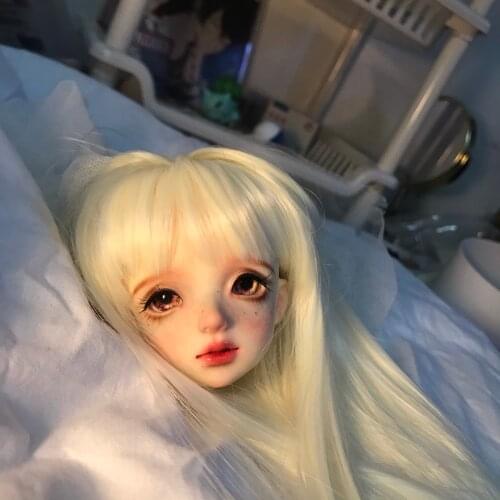 BJD doll wig suitable for 1-3 1-4 1-6 size soft silk bangs straight long hair high temperature silk mid-disc hair doll accessori