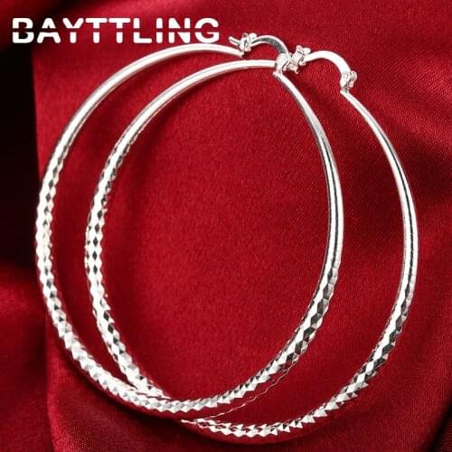 BAYTTLING 2021 New 51MM 925 Sterling Silver Exquisitely Shiny Round Big Hoop Earrings For Women Fashion Gifts Wedding Jewelry