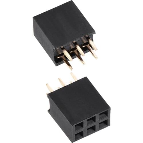 Uxcell Straight Header Pin 6P 2 Row 2.54mm Pitch Copper Pin for Prototype Black 40pcs