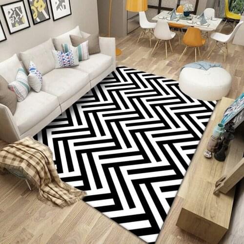 Nordic 3D Printed Black White Stripe Carpets For Living Room Bedroom Decor Area Rugs Kids Child Crawling Room Play Rug Mats Game