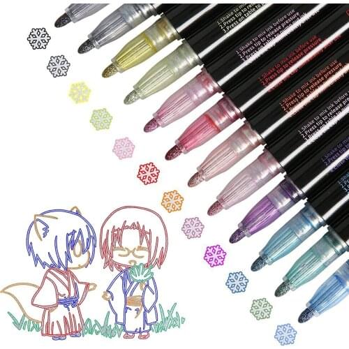 Super Squiggles Shimmer Markers 12/24 Colors Doodle Dazzles Shimmer Marker Set,Outline Markers Double Line Pen Metallic Markers