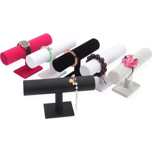 TONVIC Gray/Black/Pink/White Bracelet Chain Bangle Watch T-Bar Rack Jewelry Hard Display Stand Holder Jewelry Organizer Shelf