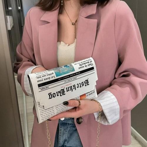 Trend Envelope Bag Women 2020 New Personality Inkjet Newspaper Clutch Bag Wild Shoulder Messenger Bag Chain Evening Bag