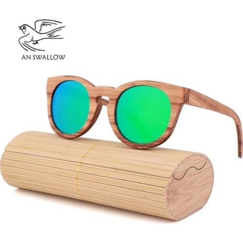 Womens Bamboo Sunglasses Polarized Zebra Wood Glasses Handmade Vintage Wooden Frame Mens Driving Sunglasses Cool Polarization
