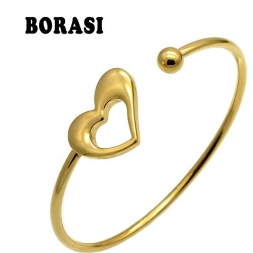 Classic Fashion Heart-shaped Open Bracelet For Women Street Taste Geometry Love Gold-color Bracelets & Bangles Jewelry Bijoux