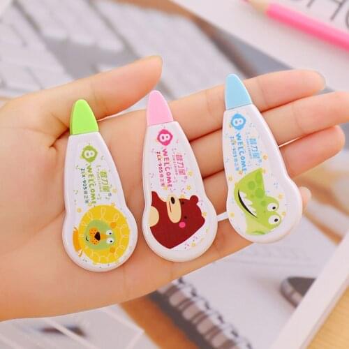 2pcs 8m Color Random Cartoon Bear Lion Stationery Corrector Correction Tape Roller White Sticker Study Office School Supply