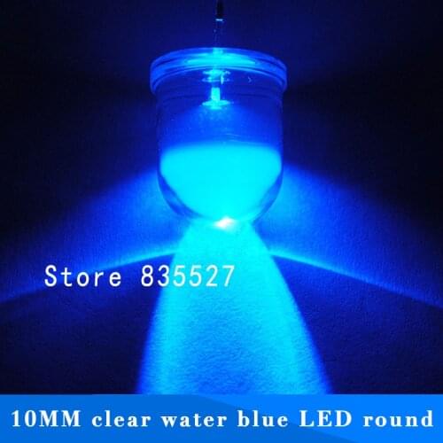 20pcs/lot F10 Round Water Clear 10mm Blue LED Super Bright Light Lamp beads Emitting Diode Diodes DIP For DIY lights head