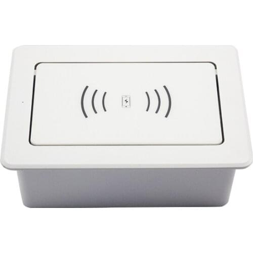 2021 New Arrival Damping Popup Electric Desktop Socket with 2 Power Outlets and 2 USB Charging Port and Wireless Charger