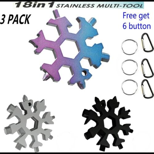 3 Pack 18-in-1 Snowflake Multi Tool MultiPurpose Wrench EDC Keychain Spanner Tool Screwdriver Tactical Tool Outdoor Camping Tool