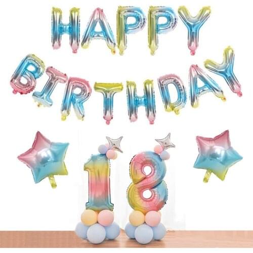 30 inch Letter Number Balloons Party Rainbow Balloon Happy Birthday Party Decoration Foil Balloons Anniversary Party Supplies