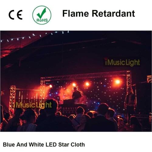 4.6mx7m Events Backdrop LED Starlit Curtain Black Fabric+Blue&White leds for Wedding Party Decoration with Bar, Disco, Hotel etc