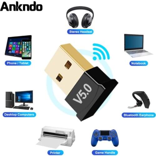 ANKNDO Usb Bluetooth Adapter Dongle 5.0 Wireless Audio Receiver Transmitter For Computer Pc Laptops Mouse Keyboard Usb Receptor