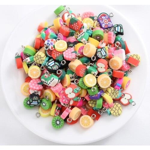 Mixed Color Fruit/heart Beads 30-90Pcs/pack Polymer Clay Spacer Loose Beads For Jewelry Making DIY Bracelet Necklace Accessories