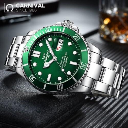 Ghost Series Dive Watch Automatic CARNIVAL Fashion Sport Mechanical Watch Montre homme Men Sapphire Calendar Luminous Waterproof