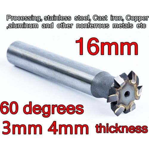 16*60degrees 2-3-4mm thickness Carbide Double Angle Milling cutter Processing,stainless steel, Cast iron ,Copper,aluminum, etc