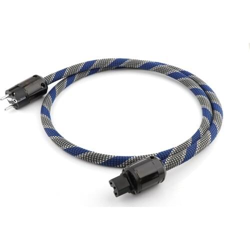 D5049 HI-End Silver Schuko Mains AC Power Cable With Gold Plated P-079 EU Power Plug&c-079 IEC Connector