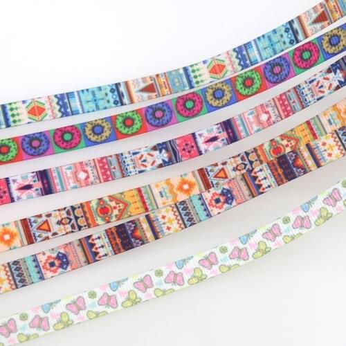 DHK 3/8'' 5yards Tribal Butterfly Cookies Printed Grosgrain Ribbon Accessory Hairbow Headwear DIY Decoration 9mm E1918