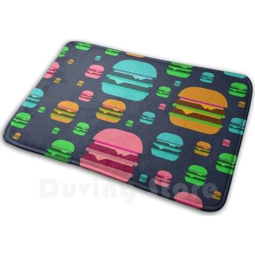 Epic Hamburger Pattern With Rainbow Colors Mat Rug Carpet Anti-Slip Floor Mats Bedroom Hamburger Cheeseburger Burger Cheese Epic