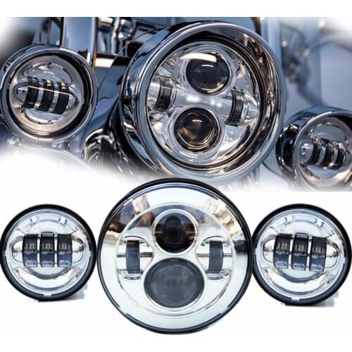Harley Motorcycle Headlight 7" LED Head Light Motorcycle Led Light 4.5" Auxiliary Spot Lamps Black For Harley Touring