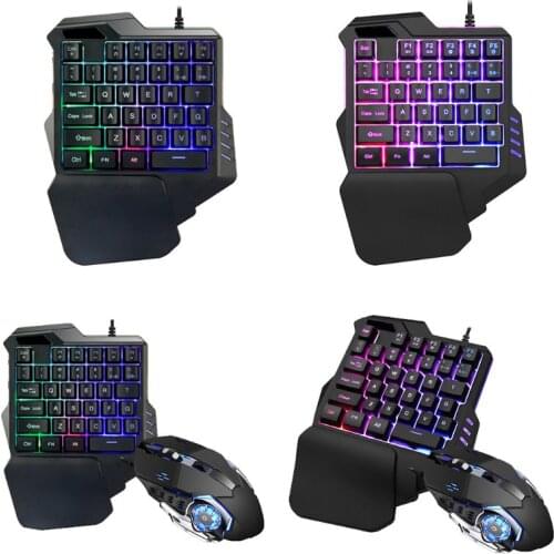 One-Handed Gaming Keyboard RGB Backlit Portable Mini Gaming Keypad Ergonomic Game Controller for PC PS4 X-box Gamer