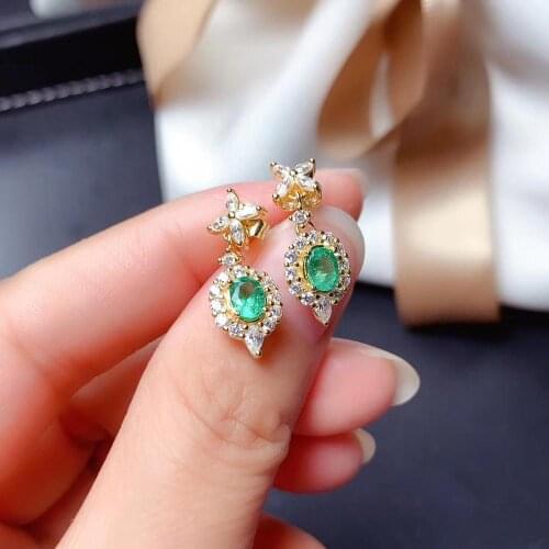 Emerald Earring Natural And Real Emerald Earring 925 sterling silver Fine jewelry For men women