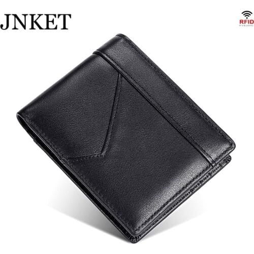 JNKET New Mens RFID Blocking Anti-theft Wallet Genuine Leather Multifunctional Clutch Wallet Wallet Billfold Coins Purse