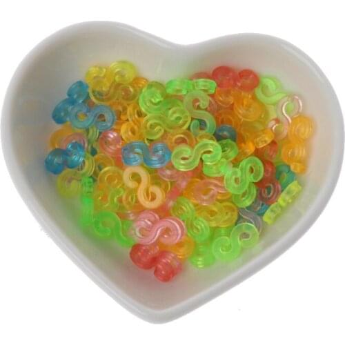 K3ND 100pcs Kids Mix Colors C-Clips S-Clips Rubber Braided Bands Bracelet Making DIY