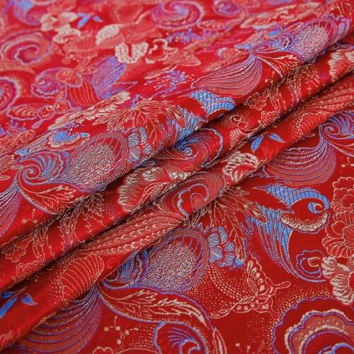 Chinese imitation silk satin jacquard pattern fabrics for sewing cheongsam dress kimono DIY patchwork material
