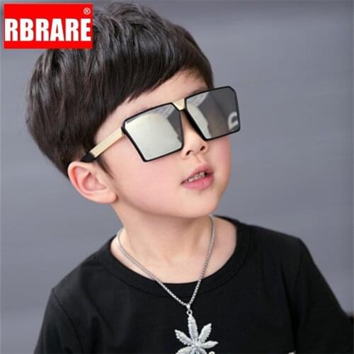 RBRARE Classic Square Sunglasses Girls Boys Colorful Mirror Children Glasses Concave Shape Personality Anti-UV Street Beat Kid