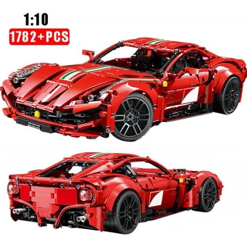 New MOC Technical Car Builidng Blocks Ferraried F12 Speed Expert Super Sports Red Racing Vehicle Toys For Adult Boy Friend Gifts