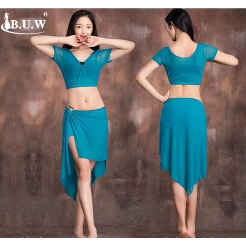 Belly Dancing costumes 2019 New Summer Sexy Water Yarn Breathable Clothing Large Size Beginner Performance skirt Suit