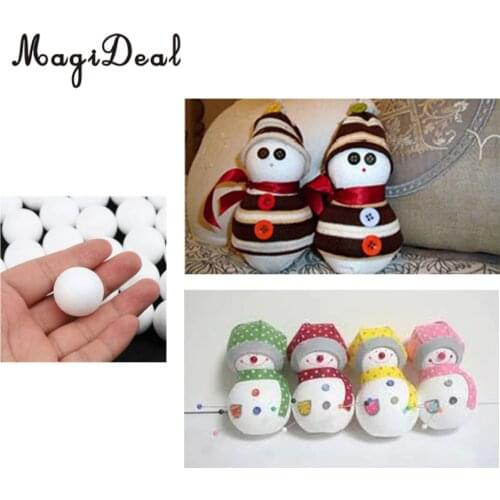 MagiDeal 100pcs 10mm /15mm /20mm /25mm /30mm White Modelling Craft Polystyrene Foam Balls Christmas Tree Wedding Party DIY Decor