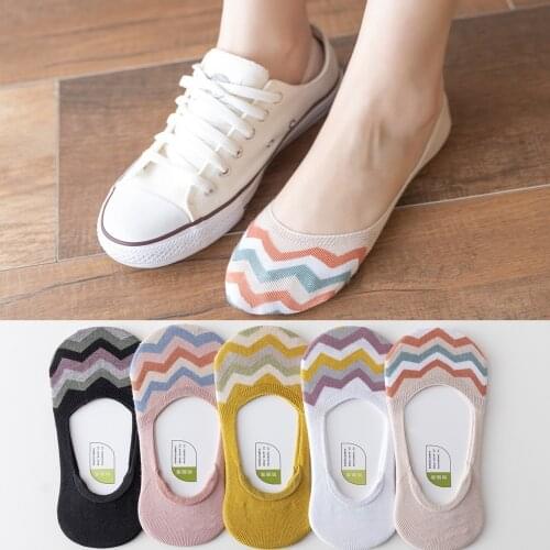 Fashion Non-slip Invisible Socks Women Rainbow No Show Silicon Socks Female Bamboo Fiber Low Sock Lot Ladies Slipper Socks Girls