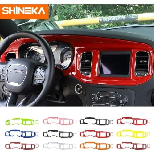 SHINEKA Car Central Control Dashboard Instrument Panel Decoration Stickers For Dodge Charger 2015+ 7/8.4 inch Navigation Screen