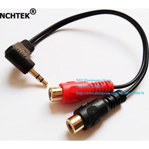 NCHTEK 90 Degree Angled 3.5MM Stereo Male Plug to Dual RCA Female Adapter Audio Y Cable About 0.2M/Free Shipping/1PCS