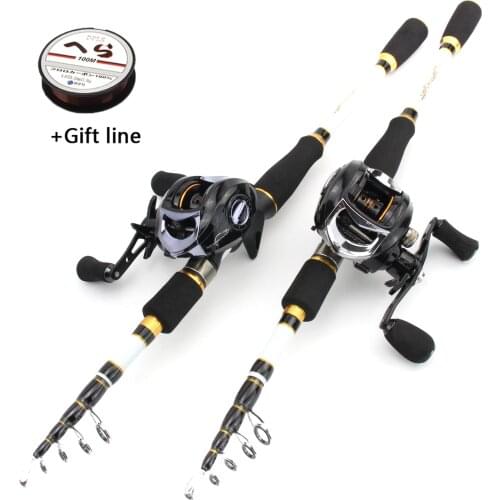 NEW 1.8m2.1m2.4m2.7m Portable Travel Outdoor sports telescopic fishing rod and Casting Reel Trout Carbon Rod casting rod set