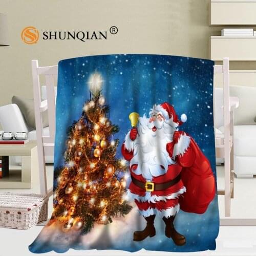 Custom merry Christmas blanket Flannel Fabric 56x80inch 50X60inch 40X50inch Sofa Bed Throw Blanket Kid Adult Warm Blanket