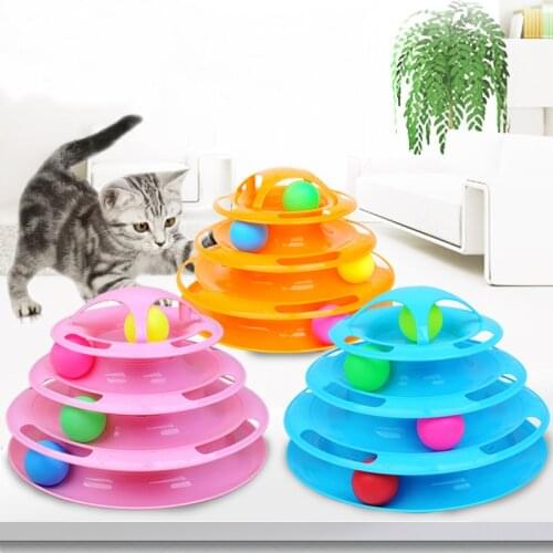 Puzzle Cat Turntable Toys for Cats Four-layer Track Funny Cat Stick Pet Products for Mascotas Accessories Kedi katten speelgoed