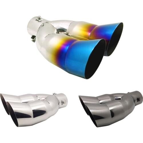 Durable Dual Pipe Car Tail Throat Exhaust Pipe For Mitsubishi Corolla Peugeot Nissan Mazda Hyundai Volvo Samsung KIA Car Styling