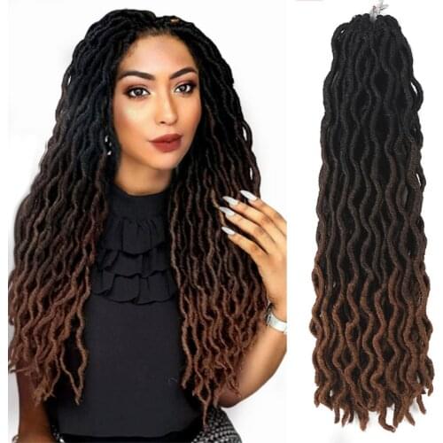 Synthetic Hair Nu Locs Crochet Hair Braids Dreadlocks Goddess Faux Locs Curly Braid Soft 12 18Inch Wavy Preloop Crochet Braiding