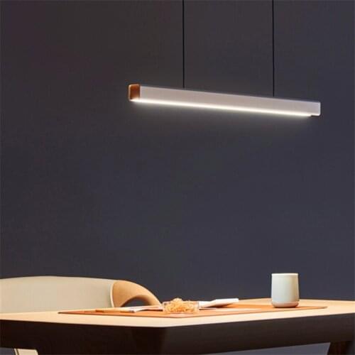 Nordic Fish Line Long Wood LED Pendant Lamp Bar Restaurant LED Office Lamp Study Art Pendant Lights Lighting Hanging Lamp Lustre