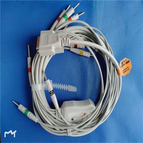 Compatible with EDAN SE-1/SE-3/SE-601A EKG Machine the One-piece 10 lead ECG cable and DIN 3.00 Banana leadwires