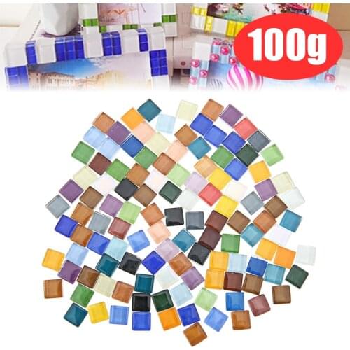 100g/pack Glass Mosaic Tiles Multi-Color Square Shape Mosaic Tiles DIY Mixed Mosaic Stone Art Craft Art Decorative Materials