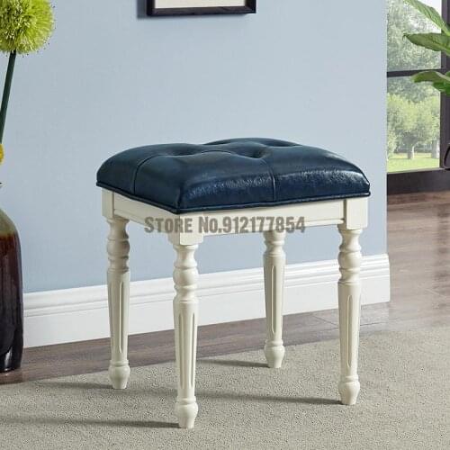 American solid wood dressing stool fashion simple modern leather stool European dressing table chair bedroom small stool