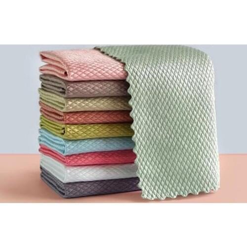 5Pcs Kitchen Anti-Grease Wiping Rags Efficient Fish Scale Wipe Cloth Cleaning Cloth Home Washing Dish Cleaning Towel