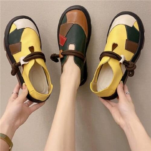 Fashion Color Matching Large Size Ladies Single Shoes Spring And Summer New All-Match Thick-Soled Increased Casual Shoes