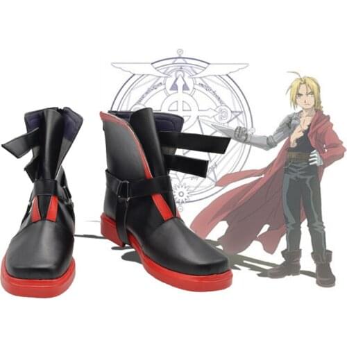 Unisex Anime Cos Fullmetal Alchemist Edward Elric Cosplay Costumes Boots Shoes Halloween Christmas Party Custom Made Size
