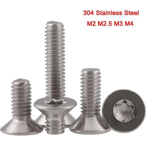304 Stainless Steel Countersunk Screw Flat Head Inner Plum Blossom Screw M2 M2.5 M3 M4 Length 4-20mm