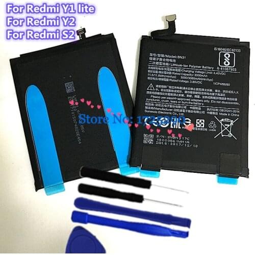 Y2 Y1 lite Real 3080mAh BN31 Battery For Xiaomi Redmi S2 Y2 Y1 Lite + Tools